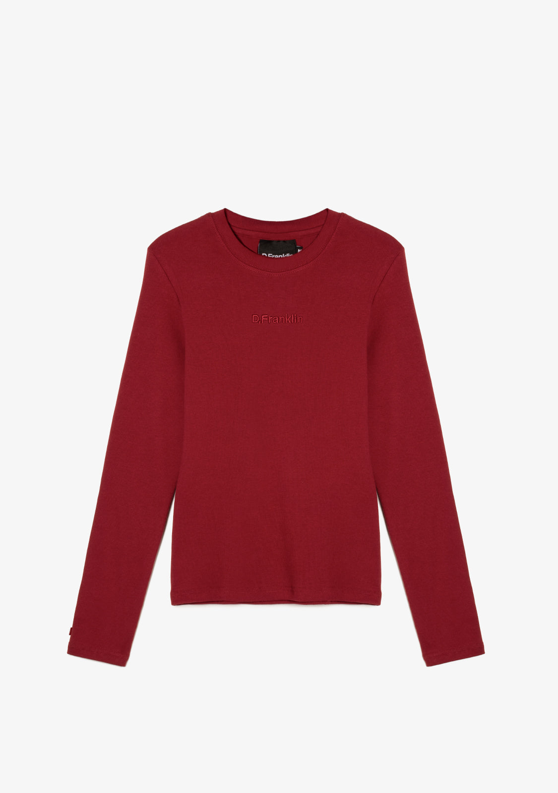 Rib Long Sleeve Top Burgundy