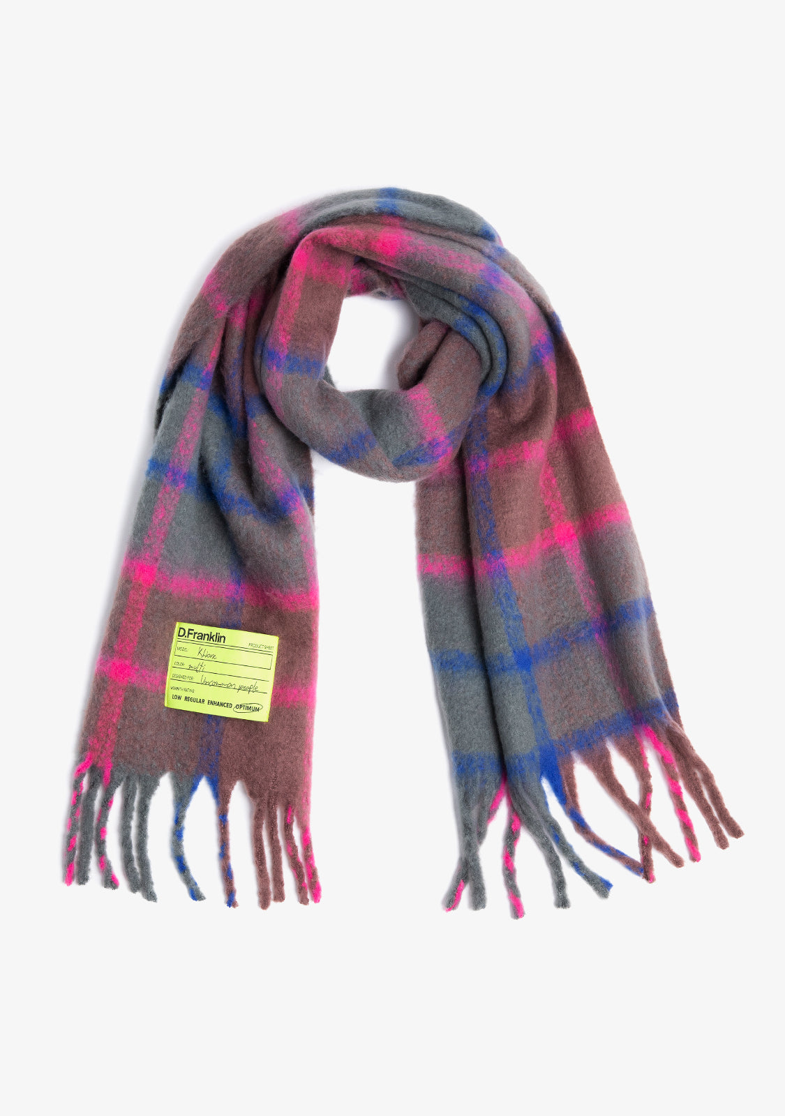 Nordic Bomb Plaid Scarf Grey / Pink