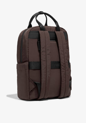 Multi-Pocket Nylon Backpack Brown