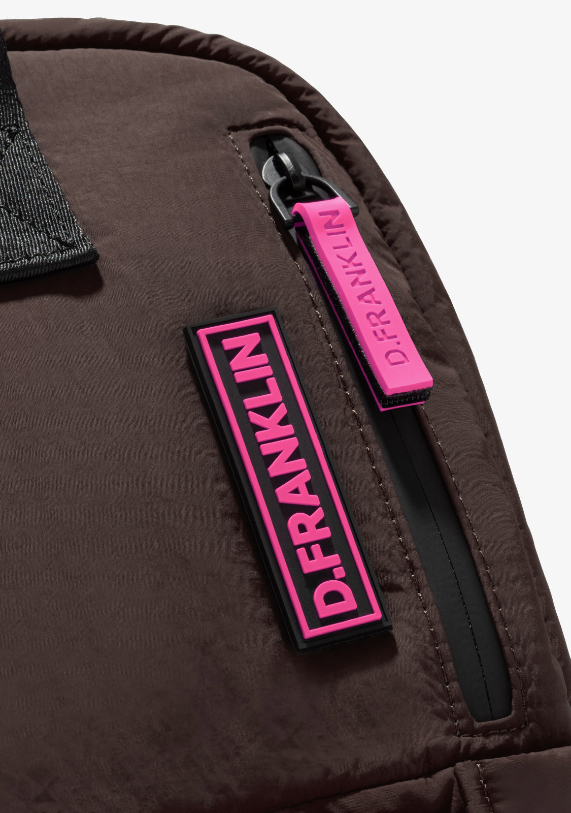 Multi-Pocket Nylon Backpack Brown + Custom Set Fuchsia