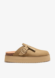 Vibe Sandals Clog Platform Suede Sand