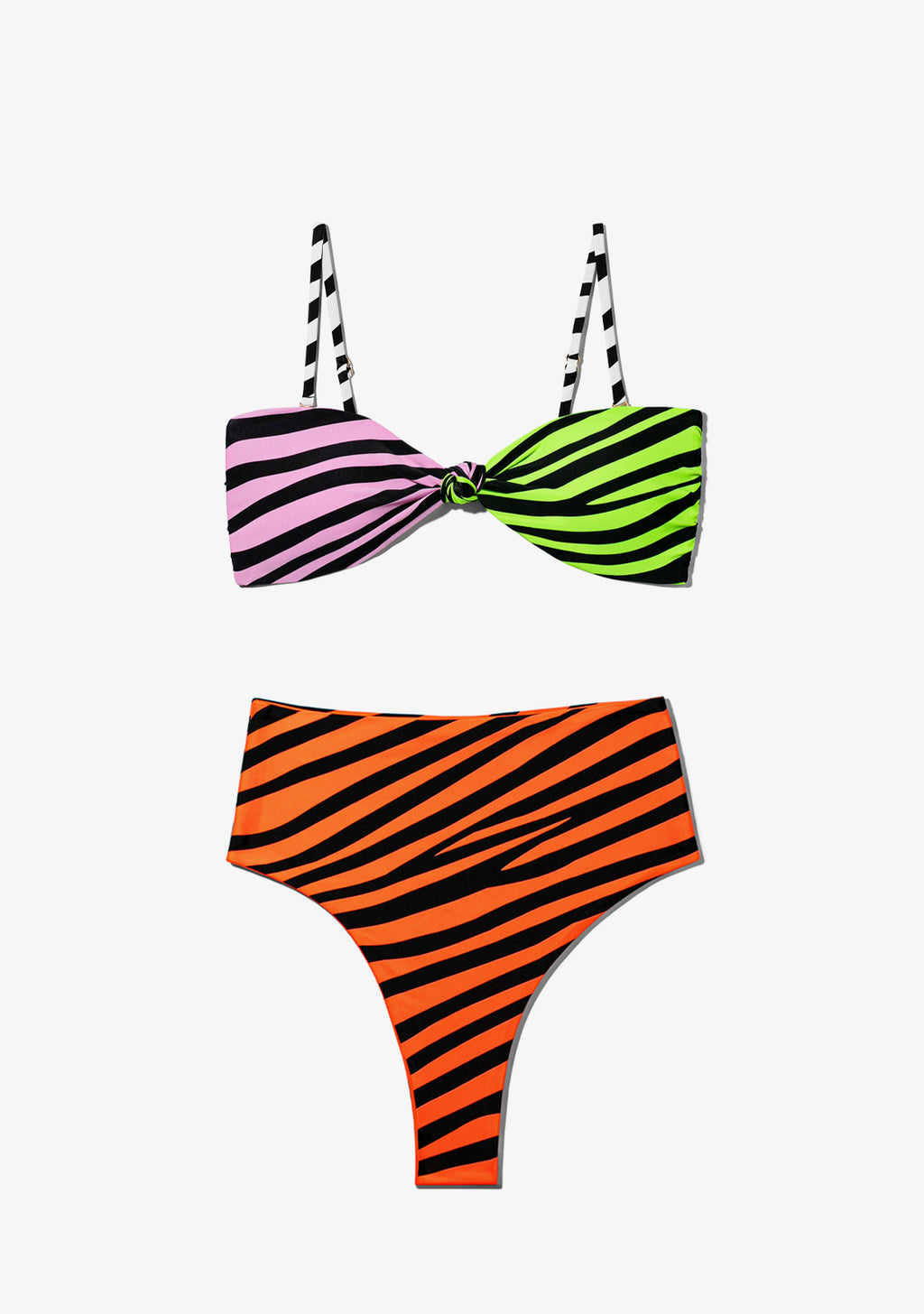 Maui Top Zebra Pink Lime + Maui Bottom Zebra Bikini