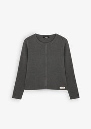 Grey Melange Fine Knit Cardigan