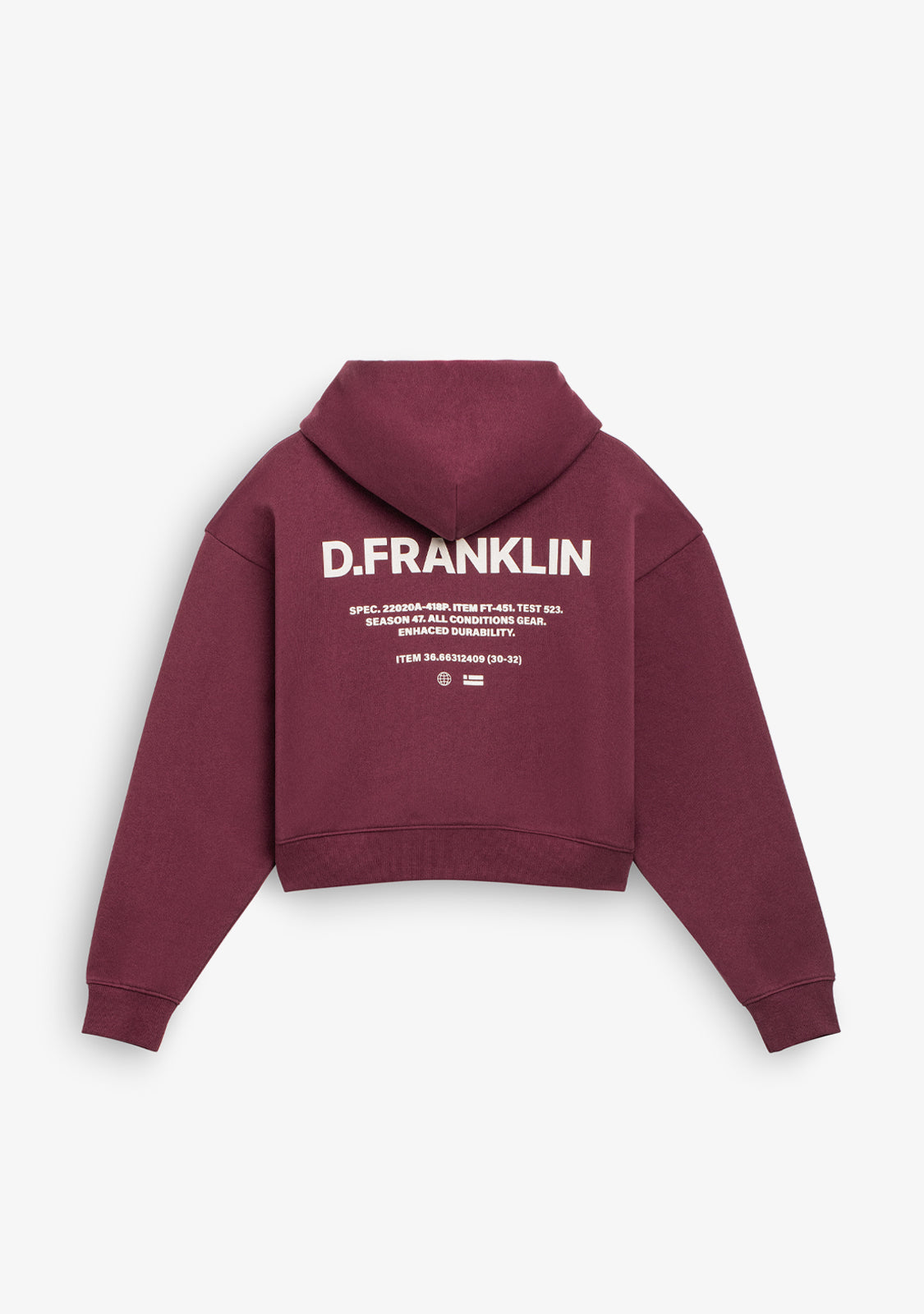 Worldwide Crop Hoodie Wine