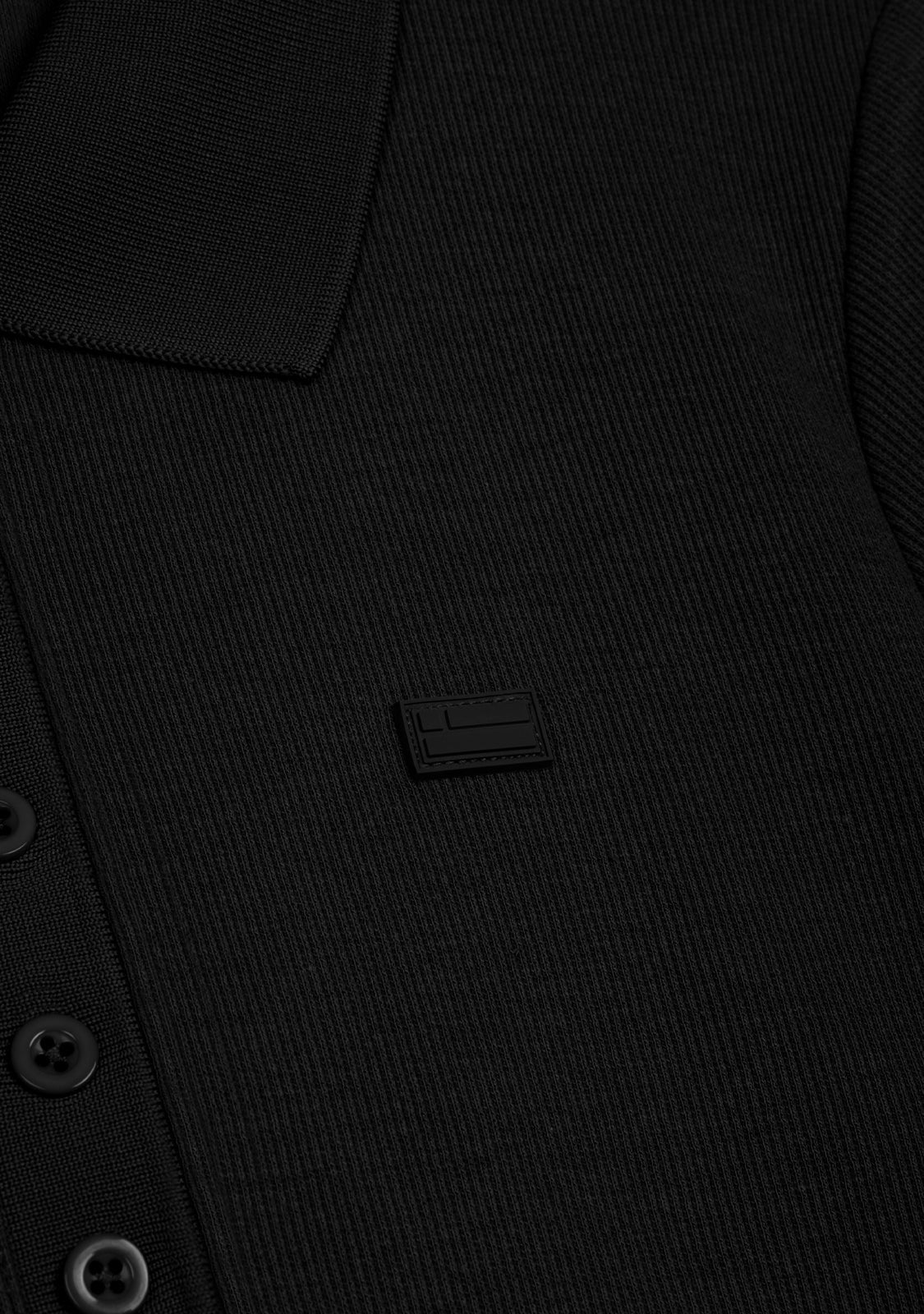 Rib Polo Top Black