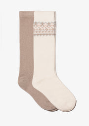 Fair Isle Socks 2 Pack Taupe