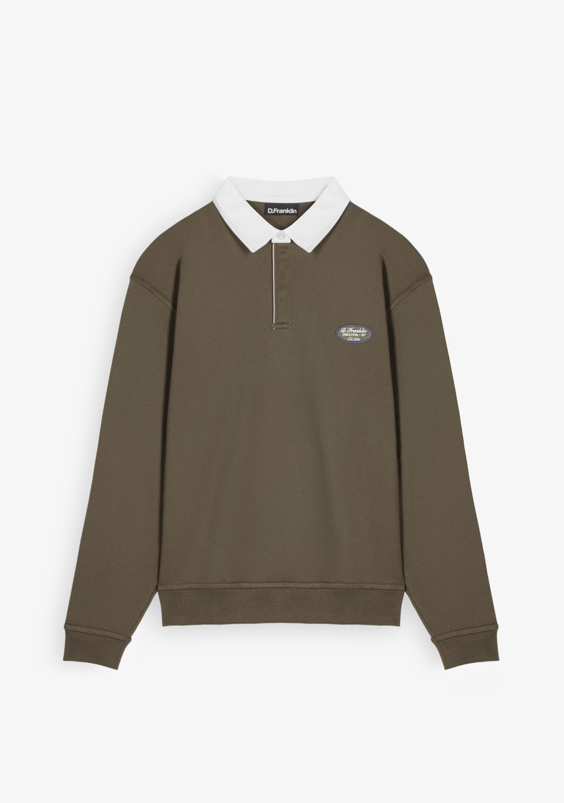 Contrast Collar Taupe Polo Sweatshirt