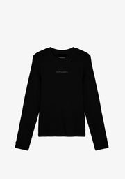 Rib Long Sleeve Top Black