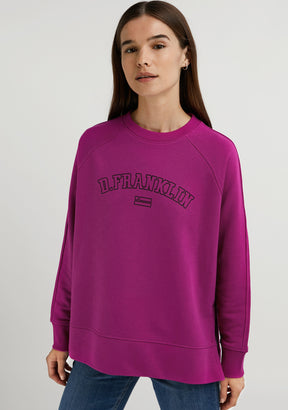 Varsity Oversized Crew Neck Sweatshirt Orchid / Black