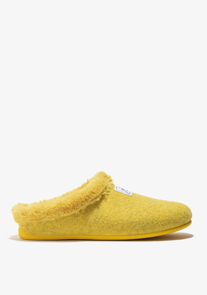 Yellow fuzzy hot sale slippers